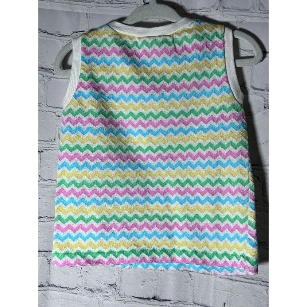 Vintage Carters 2T Sleeveless Top Multicolor Chevron Zigzag 100% Cotton Tank